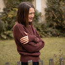 Alva - Strickpullover mit Stehkragen aus Biobaumwolle, Weinrot