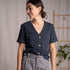 Josevine - Button T-Shirt aus Biobaumwoll-Mix, Blueberry