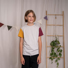 Mini Avve - 3-Farbiges Kinder T-Shirt aus Biobaumwolle, Grau/Senf/Burgundy