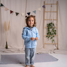 Mini Vischi - Kinder Zip-Hoodie aus Biobaumwolle, Hellblau