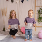 Mini Vuchs - Colorblock T-Shirt aus Biobaumwolle, Lila/Grau