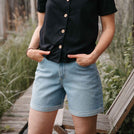 Stev - Jeans-Shorts aus Biobaumwolle, Hellblau