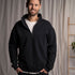 Valentin - Oversized, unisex Half-Zip Sweater aus Biobaumwolle, Schwarz