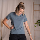 Veli - Crop T-Shirt aus Tencel-Mix, Rauchblau