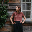 Veli - Crop T-Shirt aus Tencel-Mix, Rotbraun