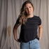 Veli - Crop T-Shirt aus Tencel-Mix, Schwarz