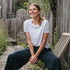 Veli - Crop T-Shirt aus Tencel-Mix, Weiß