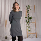 Vlora - Langarmkleid aus Biobaumwolle, Tannengrün
