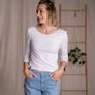 Vloria - 3/4 Crop Top mit Rückenausschnitt aus Biobaumwolle, Weiß