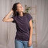 Vranziska - Kimono T-Shirt aus Tencel-Mix, Aubergine