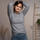 Vee - Longsleeve aus Biobaumwolle, Gestreift S/W