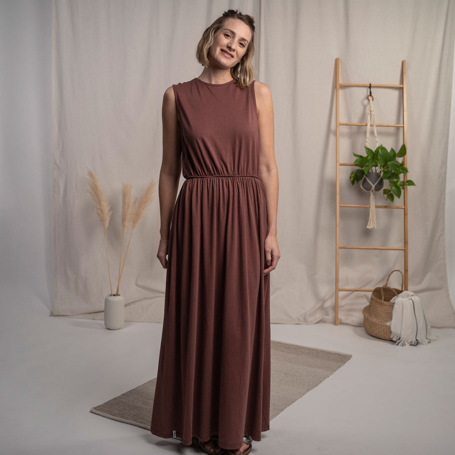 Vrancine - Maxi Kleid aus Tencel-Mix, Rotbraun