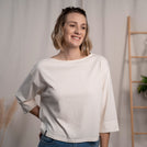 Vylda - 3/4 Crop-Top Locker aus Tencel-Mix, Ecru