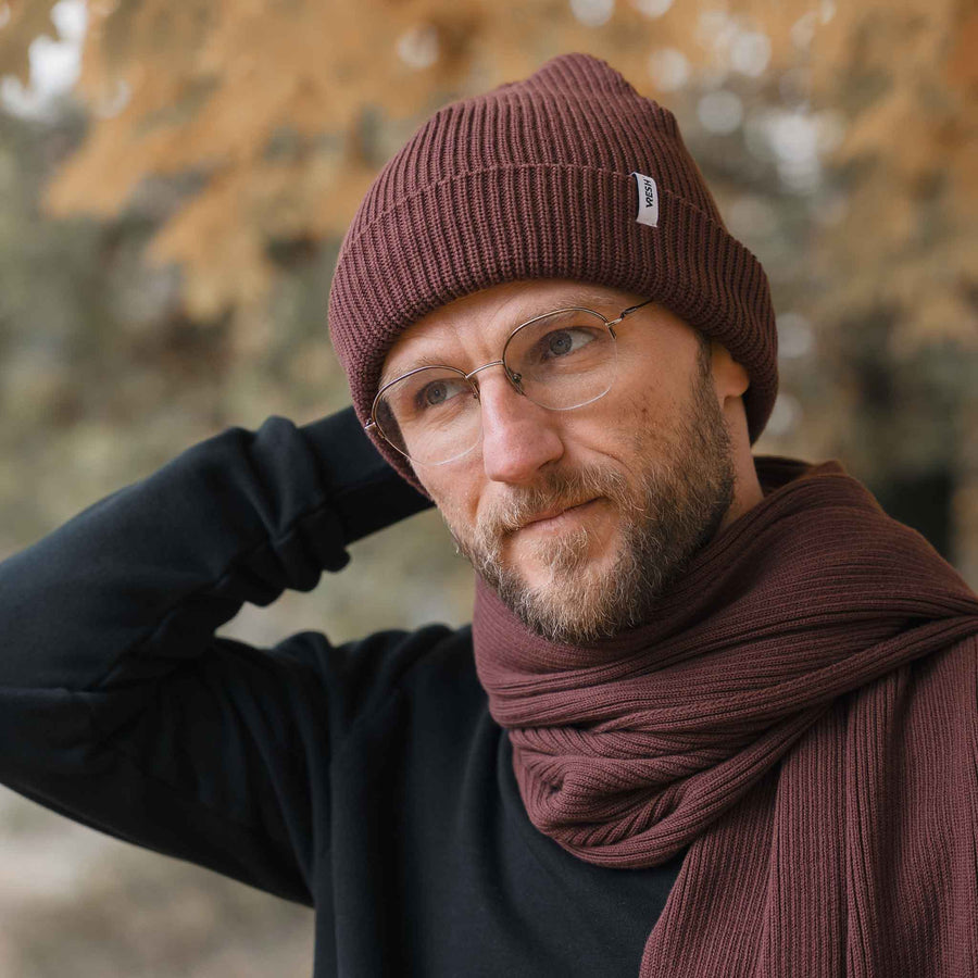 Avriel - Fisherman Beanie aus Biobaumwolle, Weinrot