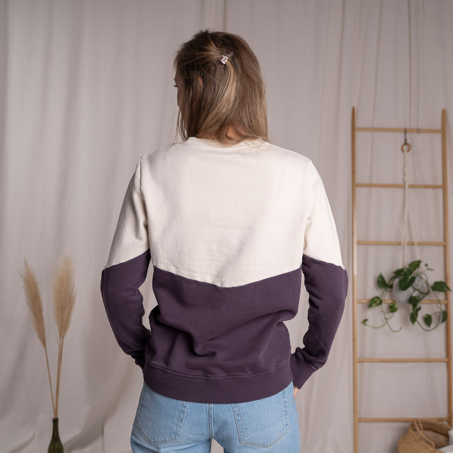 Elvie - Sweater aus Biobaumwolle, Aubergine/Ecru