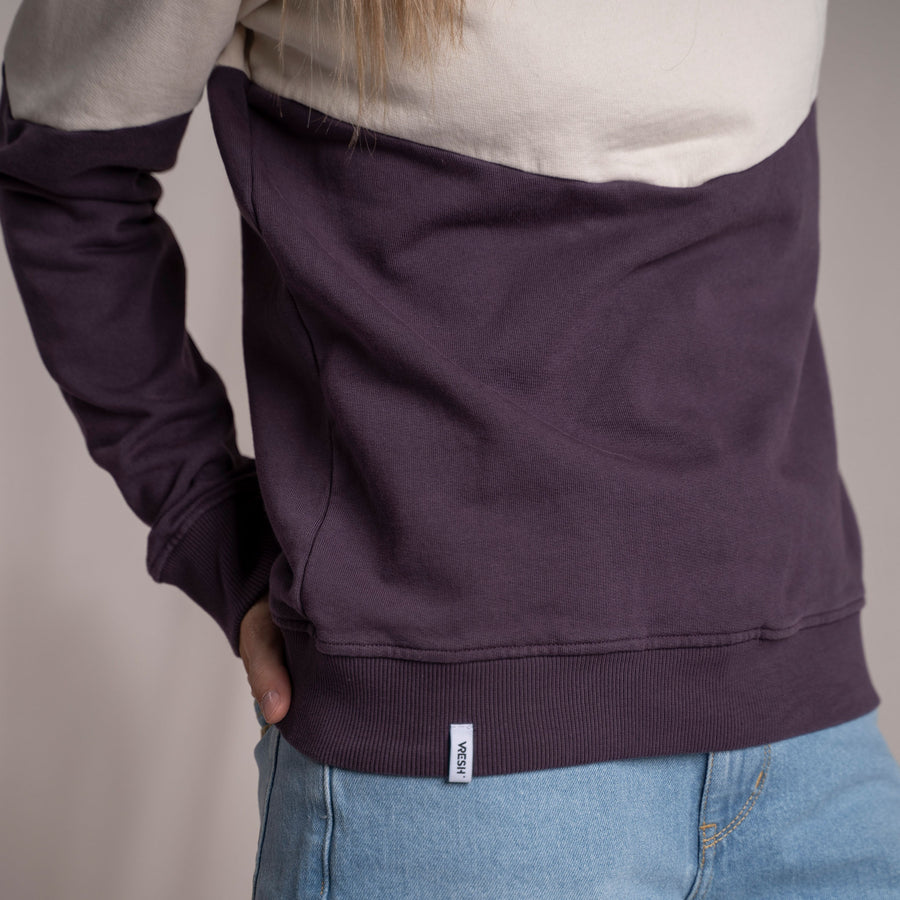 Elvie - Sweater aus Biobaumwolle, Aubergine/Ecru