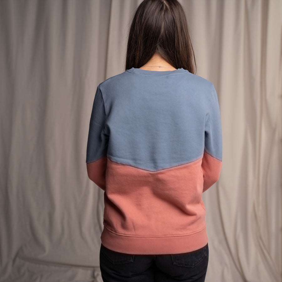 Elvie - Sweater aus Biobaumwolle, Rauchblau/Coral