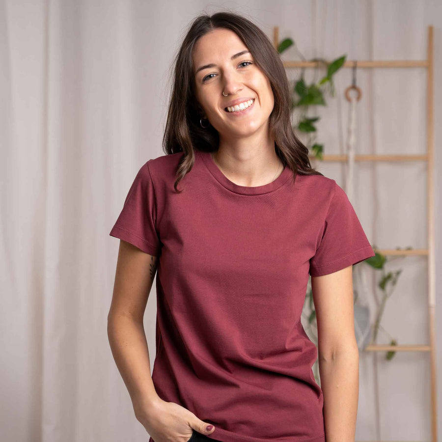Evelin - T-Shirt aus Biobaumwolle, Burgundy