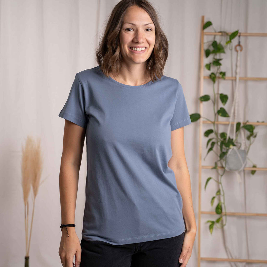 Evelin - T-Shirt aus Biobaumwolle, Rauchblau