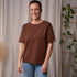 Jenniver - T-Shirt loose aus Heavy-Jersey Biobaumwolle, Braun