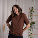 Jenniver - T-Shirt loose aus Heavy-Jersey Biobaumwolle, Braun