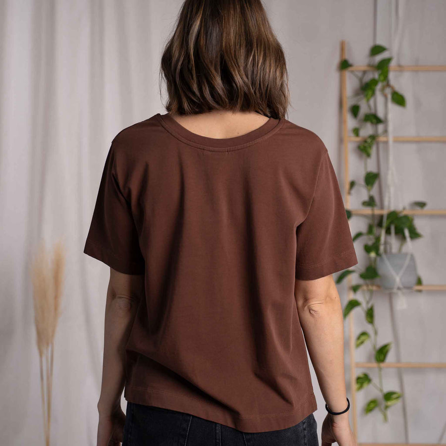 Jenniver - T-Shirt loose aus Heavy-Jersey Biobaumwolle, Kastanie