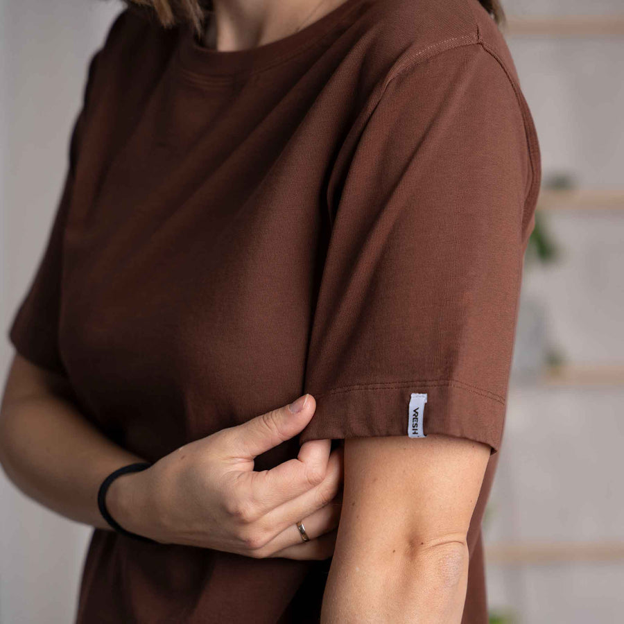 Jenniver - T-Shirt loose aus Heavy-Jersey Biobaumwolle, Kastanie