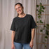 Jenniver - T-Shirt loose aus Heavy-Jersey Biobaumwolle, Schwarz Washed