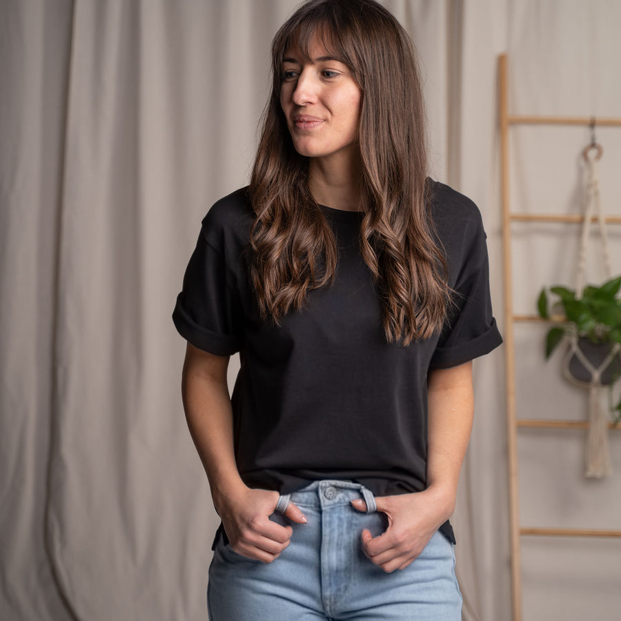 Jenniver - Sweatshirt aus Biobaumwolle, Schwarz