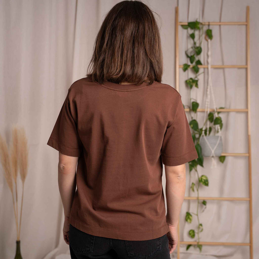 Jenniver - T-Shirt loose aus Heavy-Jersey Biobaumwolle, Braun