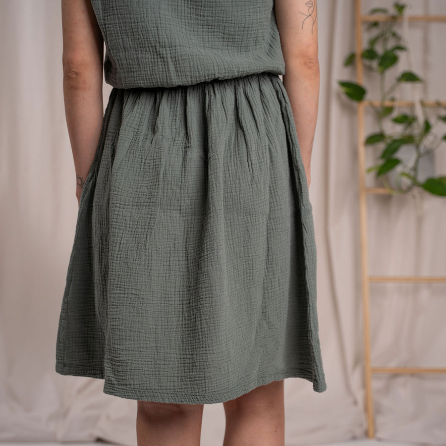 Joseva - Musselin Kleid aus Biobaumwolle, Salbei