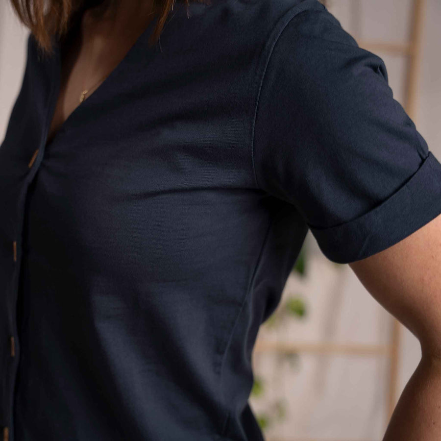 Josevine - Button T-Shirt aus Biobaumwoll-Mix, Blueberry