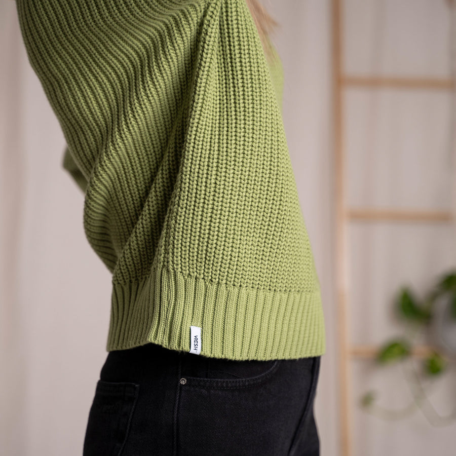 Livia, Oversized Strickpullover aus Biobaumwolle, Apfelgrün