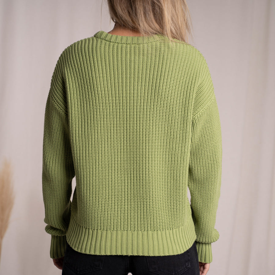 Livia, Oversized Strickpullover aus Biobaumwolle, Apfelgrün