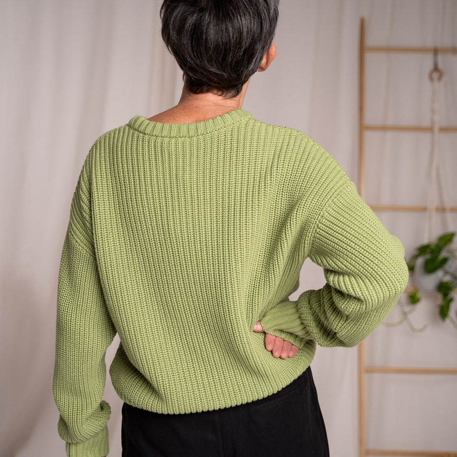 Livia, Oversized Strickpullover aus Biobaumwolle, Apfelgrün