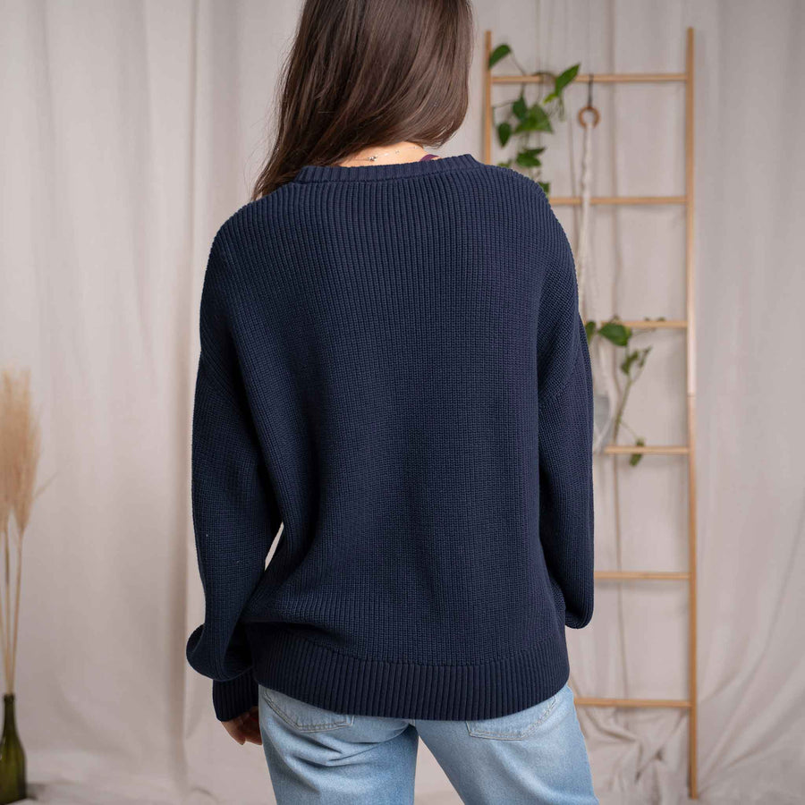 Livia - Oversized Strickpullover aus Biobaumwolle, Blueberry