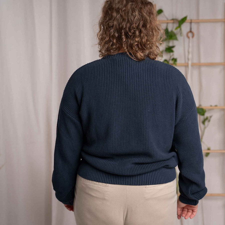Livia - Oversized Strickpullover aus Biobaumwolle, Blueberry