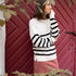 Livia - Oversized Strickpullover aus Biobaumwolle, Weiß/Schwarz