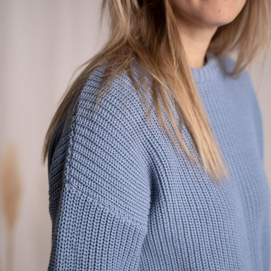 Livia, Oversized Strickpullover aus Biobaumwolle, Mittelblau