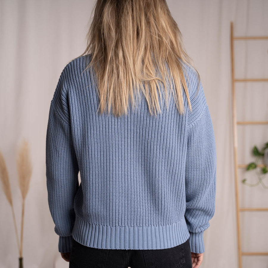 Livia, Oversized Strickpullover aus Biobaumwolle, Mittelblau