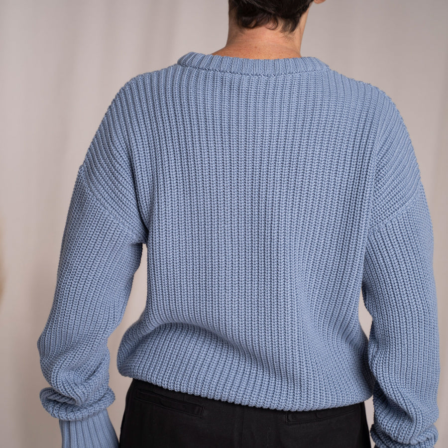 Livia, Oversized Strickpullover aus Biobaumwolle, Mittelblau