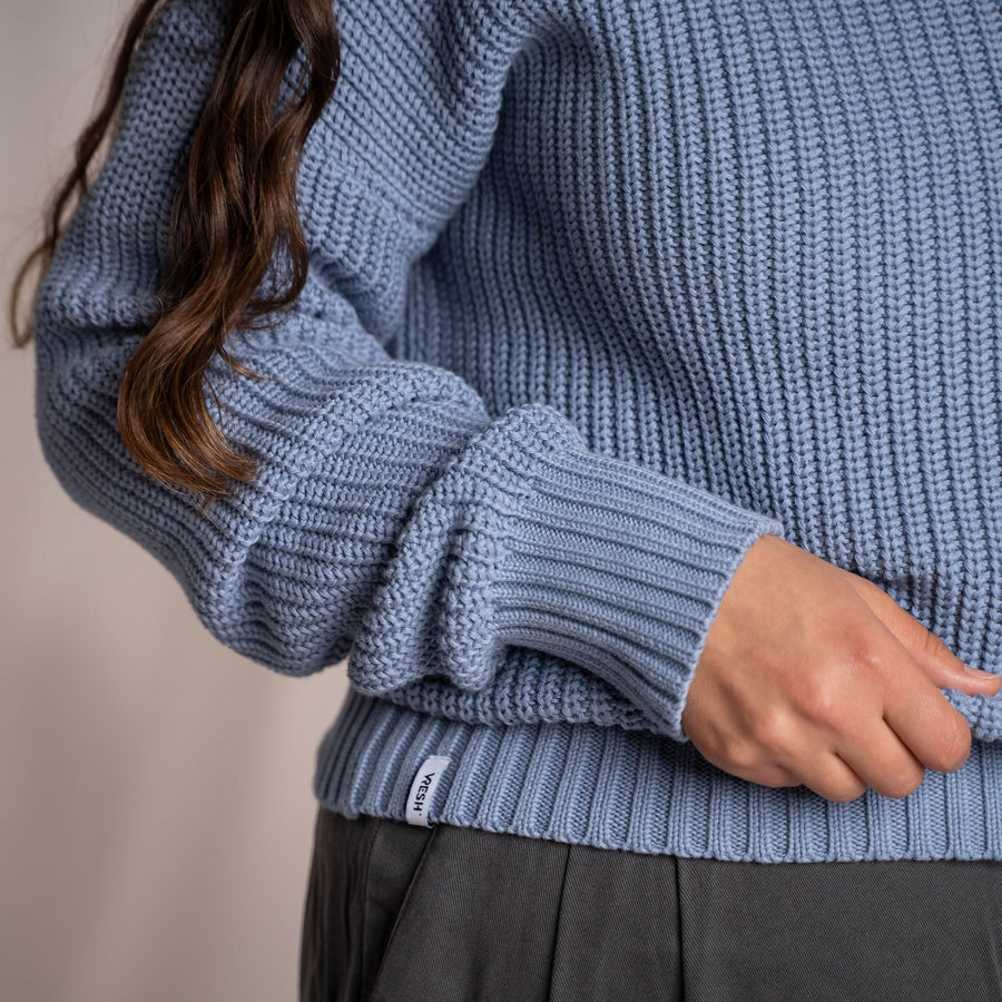 Livia, Oversized Strickpullover aus Biobaumwolle, Mittelblau