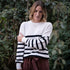 Livia - Oversized Strickpullover aus Biobaumwolle, Weiß/Schwarz