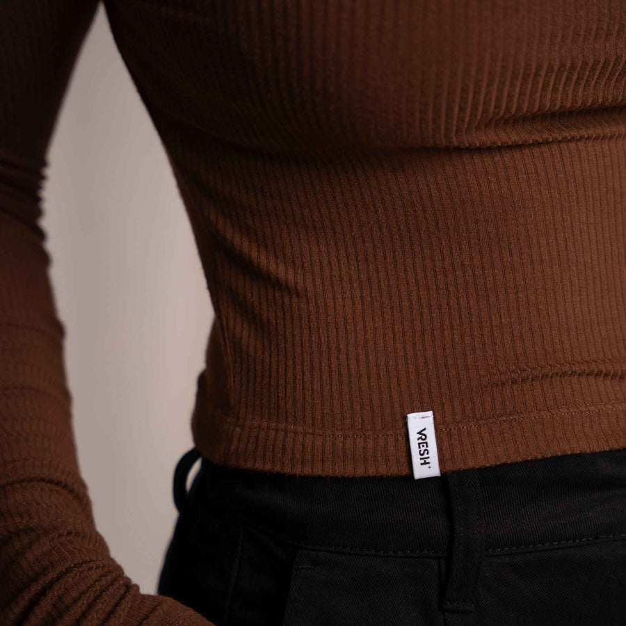 Merve - Crop Longsleeve aus Bambus, Braun