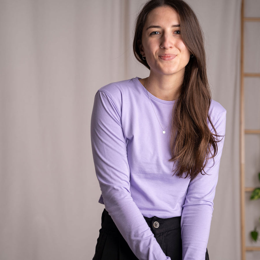 Merve, Crop Longsleeve aus Biobaumwoll-Mix, Lila