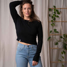 Merve - Crop Longsleeve aus Bambus, Schwarz