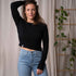 Merve - Crop Longsleeve aus Bambus, Schwarz