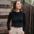 Merve - Crop Longsleeve aus Bambus, Schwarz