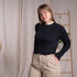 Merve, Crop Longsleeve aus Bambus, Schwarz