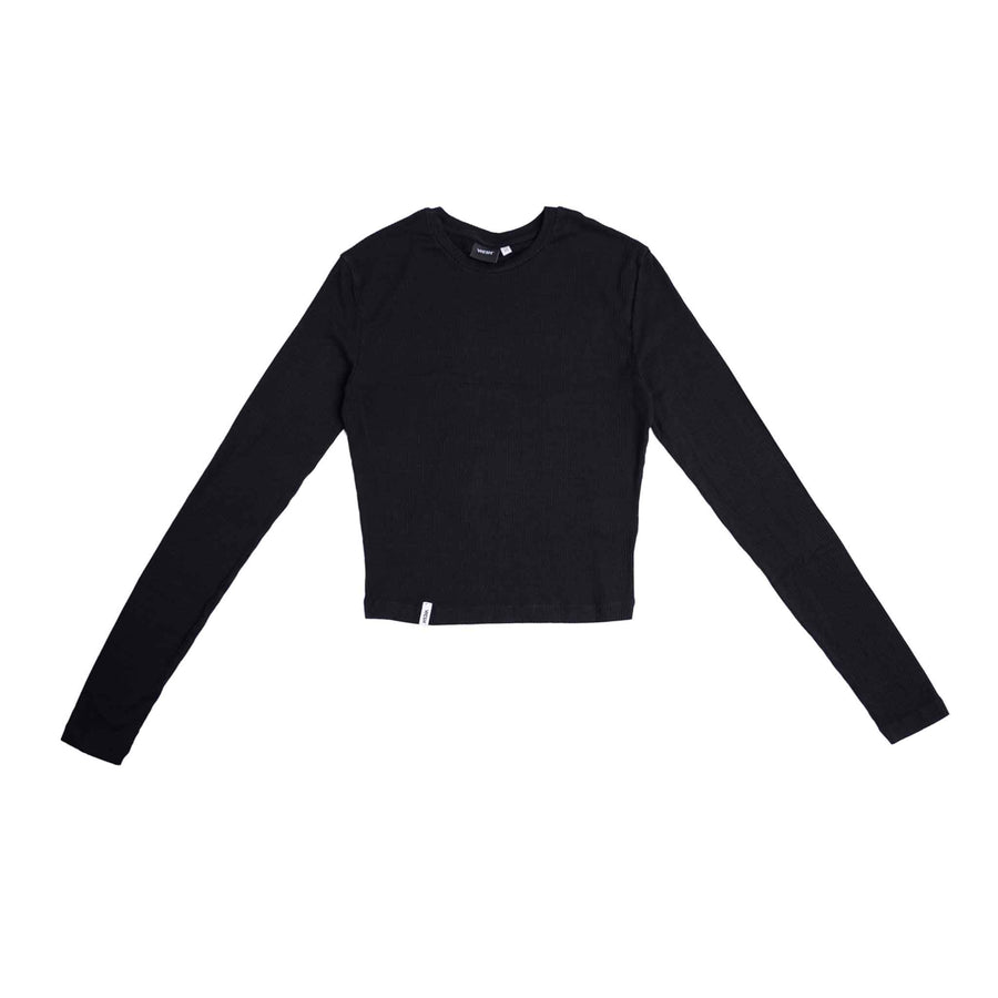 Merve - Crop Longsleeve aus Bambus, Schwarz